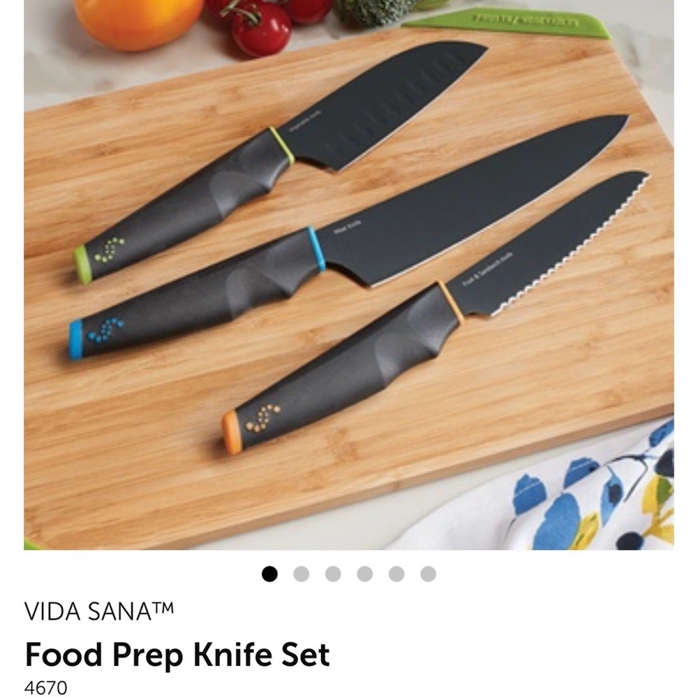 Princess House Black Knife Set with Colorful Accents